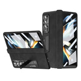 For Samsung Galaxy Z Fold4 5G Magnetic Phone Case - Napa Pattern - Black