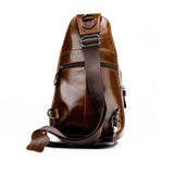 Retro Leather Chest Bag For Men - Black - Side View