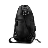Retro Leather Chest Bag For Men - Black