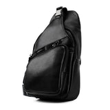 Retro Leather Chest Bag For Men - Black
