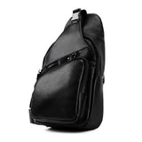 Retro Leather Chest Bag For Men - Black - Extra Image