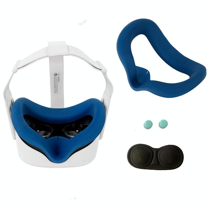 Silicone Vr Eye Mask Lens Cover Set for Oculus Quest 2 - Black