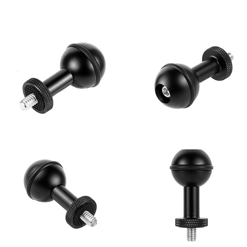 Adjustable Ball Head Adapter for Underwater Photography Lights - 1/4 Inch Black