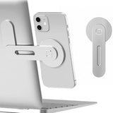 Aluminum Magnetic Phone Stand for Laptop Expansion - Silver - Side View