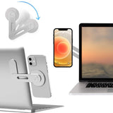 Aluminum Magnetic Phone Stand for Laptop Expansion - Silver - Top-Down View