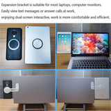 Aluminum Magnetic Phone Stand for Laptop Expansion - Silver - Close-Up Angle