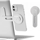 Aluminum Magnetic Phone Stand for Laptop Expansion - Silver - Side View