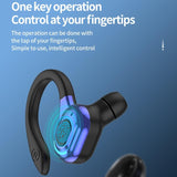 Wireless Bluetooth Earphones with Charging Case - F8 - Blue Single Ear - Top-Down View
