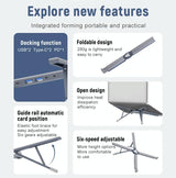 Versatile Laptop Docking Stand with Enhanced Cooling and Folding Design - Gray - 45-Degree Angle