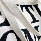 Black Women Canvas Shoulder Tote Printed Letters - 45-Degree Angle
