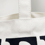 Black Women Canvas Shoulder Tote Printed Letters - Close-Up Angle