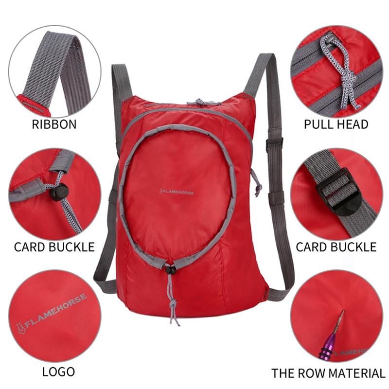 Waterproof Nylon Collapsible Backpack Lightweight Travel Bag For Women And Men - Black