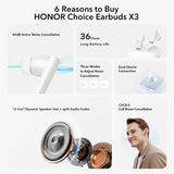 Waterproof Bluetooth Earbuds with Active Noise Reduction - White - 45-Degree Angle