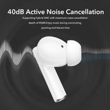 Waterproof Bluetooth Earbuds with Active Noise Reduction - White - Rear View