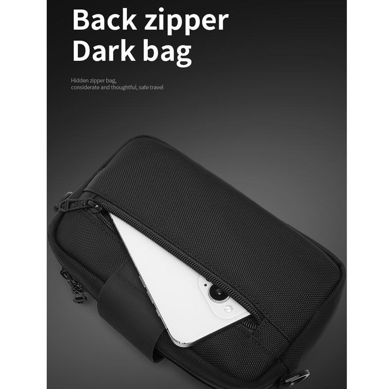 Waterproof Mini Crossbody Bag For Men Oxford Cloth Design - Grey