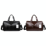 Compact Travel Bag with Shoe Storage - Brown - Side View