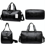 Compact Travel Bag with Shoe Storage - Brown - Rear View