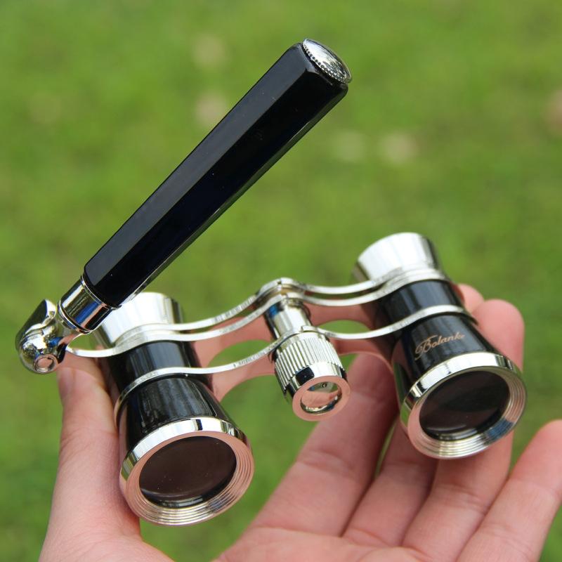 Chrome Double Cylinder Telescope with Handle - 3 x 25 Lady - Pearl White