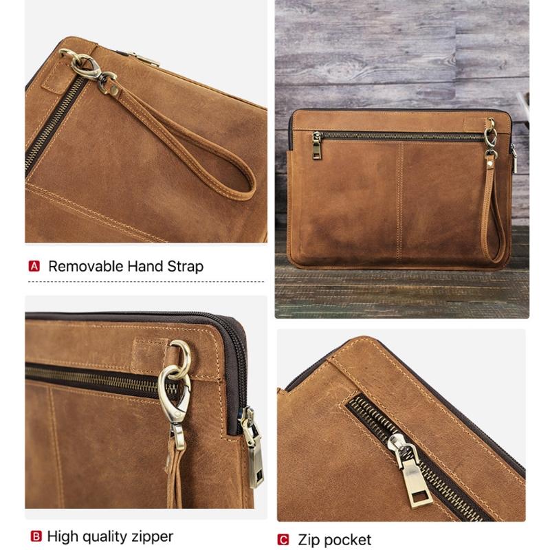 14.2 Inch Leather Laptop Sleeve for Macbook Pro - Black - Coffee
