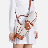 Lightweight Golf Crossbody Bag For Women Compact Mini Ball Storage Solution - Grey Brown - Front View