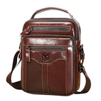 Large Capacity Retro Cowhide Crossbody Bag - Yellow