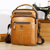 Large Capacity Retro Cowhide Crossbody Bag - Yellow