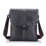 Men Leather Shoulder Bag For Sports & Outdoor Use - Iron Blue - Front View