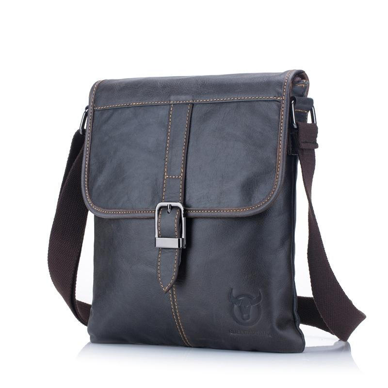 Men Leather Shoulder Bag For Sports & Outdoor Use - Iron Blue