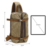 Retro Waxed Canvas Chest Bag Large Capacity Shoulder Crossbody Bag For Men - Khaki - Top-Down View