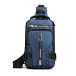 Men Chest Bag Shoulder Messenger Bag - Dark Blue