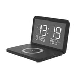 Foldable Desk Calendar Clock With Wireless Charger & Alarm - White - Front View