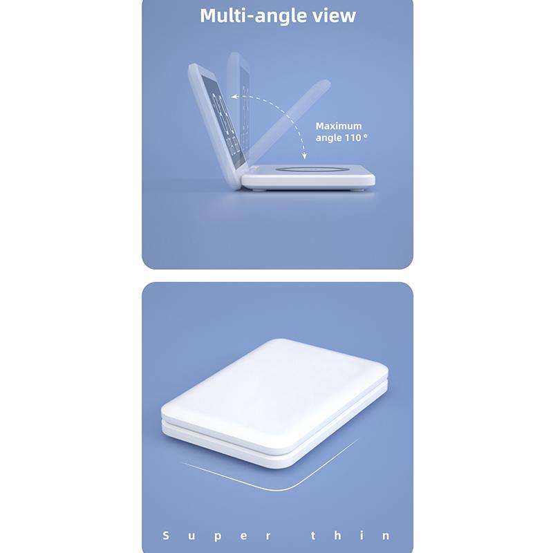 Foldable Desk Calendar Clock With Wireless Charger & Alarm - White