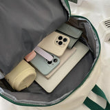 Girls Lightweight Backpack - Compact and Stylish - Green - Top-Down View