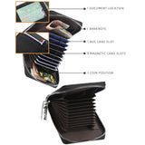 Large Multi Card Slot Organ Card Bag With Zip Coin Purse - Black - Rear View