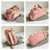 Large Capacity Sports Bag With Wet / Dry Separation - Pink Yellow - Rear View