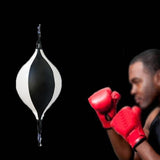 Suspended Boxing Training Ball - Pear Shape - White Black - Side View