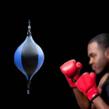 Suspended Boxing Training Ball - Pear Shape - White Black - Close-Up Angle