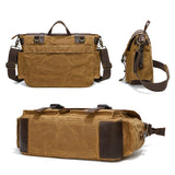 Leather Waxed Canvas Crossbody Bag For Outdoors - S11 Army Green