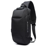 Anti Theft Men Waterproof Crossbody Bag With USB Port - Black