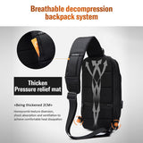 Anti Theft Men Waterproof Crossbody Bag With USB Port - Black - 45-Degree Angle