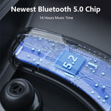 V9s Wireless Earphones with Noise Cancellation and Led Display - Blue Single Ear - 45-Degree Angle