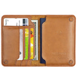 Cowhide Passport Wallet Multifunctional Card Holder Brown - Front View