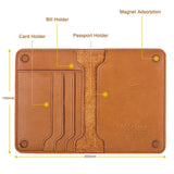 Cowhide Passport Wallet Multifunctional Card Holder Brown - Side View