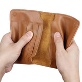 Cowhide Passport Wallet Multifunctional Card Holder Brown - 45-Degree Angle