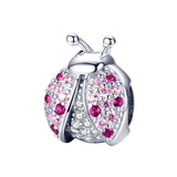 925 Sterling Silver Zircon Ladybug Bracelet / Necklace Set - Rose Gold - Front View
