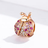 925 Sterling Silver Zircon Ladybug Bracelet / Necklace Set - Rose Gold - Extra Image