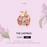 925 Sterling Silver Zircon Ladybug Bracelet / Necklace Set - Rose Gold - Extra Image
