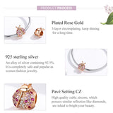 925 Sterling Silver Zircon Ladybug Bracelet / Necklace Set - Rose Gold - Extra Image