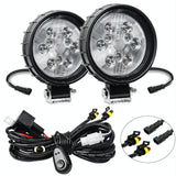 12W 9 - 30V Car Mixed Light Work Light With Wire Set - Round - Top-Down View