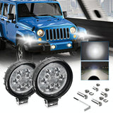 12W 9 - 30V Car Mixed Light Work Light With Wire Set - Round - 45-Degree Angle